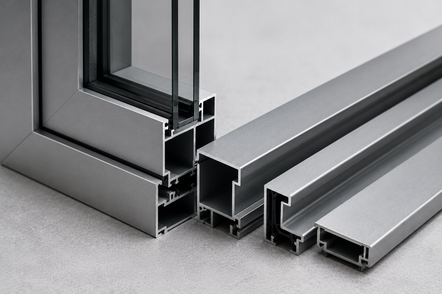 Anodised aluminium window and door frame profiles
